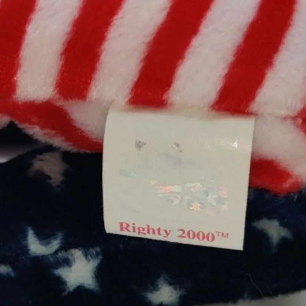 Vintage TY Beanbag Plush Righty 2000 Elephant Patriotic Retired Stars Stripes